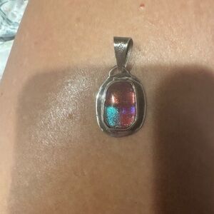 Sterling Silver Colorful Glass Pendant